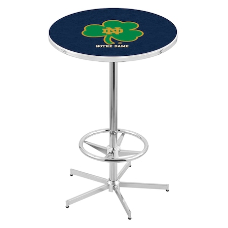 Holland Bar Stool Co 42" Chrome Notre Dame Shamrock Pub Table L216C4228ND-Shm